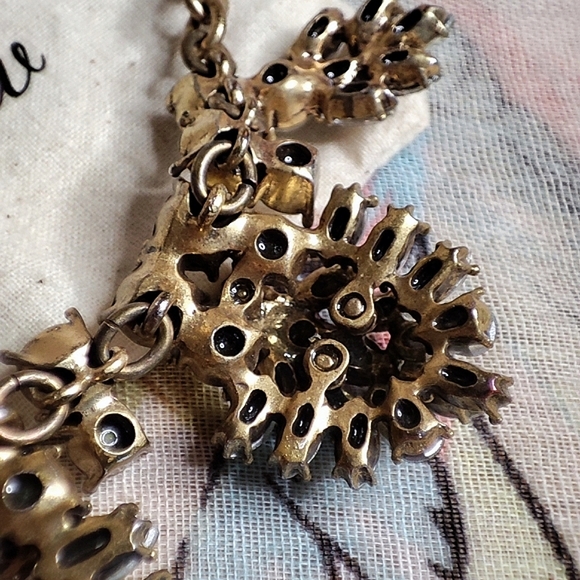 J. Crew Oxidized Brass Tone Clear Stone Statement Necklace High Dome Style - Picture 9 of 13